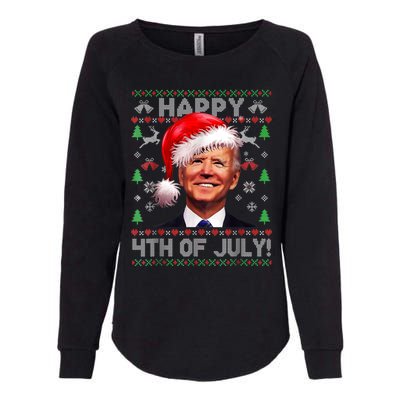 Santa Joe Biden Happy 4th Of July Ugly Christmas Sweater Womens California Wash Sweatshirt