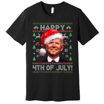 Santa Joe Biden Happy 4th Of July Ugly Christmas Sweater Premium T-Shirt