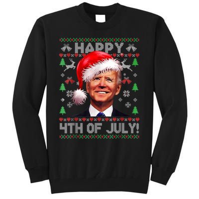 Santa Joe Biden Happy 4th Of July Ugly Christmas Sweater Tall Sweatshirt