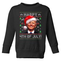 Santa Joe Biden Happy 4th Of July Ugly Christmas Sweater Toddler Sweatshirt