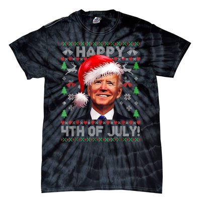 Santa Joe Biden Happy 4th Of July Ugly Christmas Sweater Tie-Dye T-Shirt