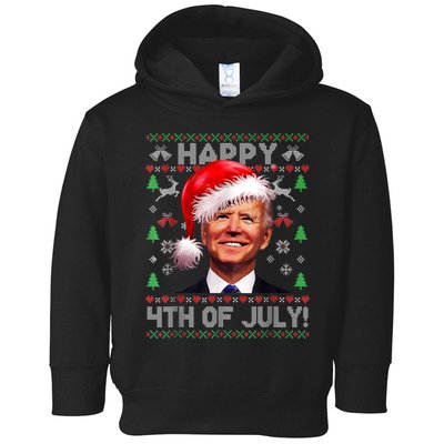 Santa Joe Biden Happy 4th Of July Ugly Christmas Sweater Toddler Hoodie