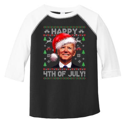 Santa Joe Biden Happy 4th Of July Ugly Christmas Sweater Toddler Fine Jersey T-Shirt