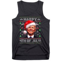 Santa Joe Biden Happy 4th Of July Ugly Christmas Sweater Tank Top