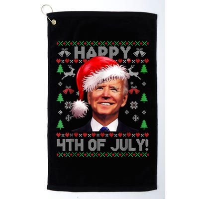 Santa Joe Biden Happy 4th Of July Ugly Christmas Sweater Platinum Collection Golf Towel