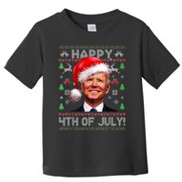 Santa Joe Biden Happy 4th Of July Ugly Christmas Sweater Toddler T-Shirt