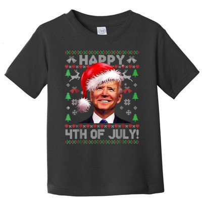 Santa Joe Biden Happy 4th Of July Ugly Christmas Sweater Toddler T-Shirt