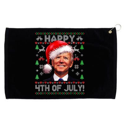 Santa Joe Biden Happy 4th Of July Ugly Christmas Sweater Grommeted Golf Towel