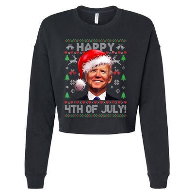 Santa Joe Biden Happy 4th Of July Ugly Christmas Sweater Cropped Pullover Crew