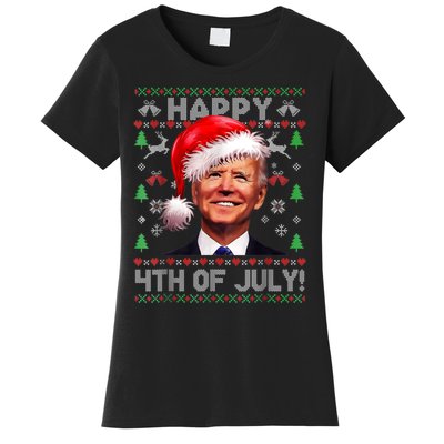 Santa Joe Biden Happy 4th Of July Ugly Christmas Sweater Women's T-Shirt