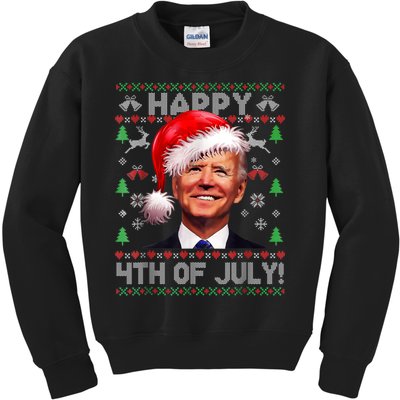 Santa Joe Biden Happy 4th Of July Ugly Christmas Sweater Kids Sweatshirt