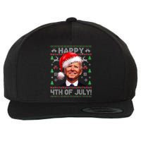 Santa Joe Biden Happy 4th Of July Ugly Christmas Sweater Wool Snapback Cap