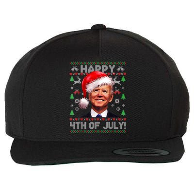 Santa Joe Biden Happy 4th Of July Ugly Christmas Sweater Wool Snapback Cap