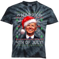 Santa Joe Biden Happy 4th Of July Ugly Christmas Sweater Kids Tie-Dye T-Shirt