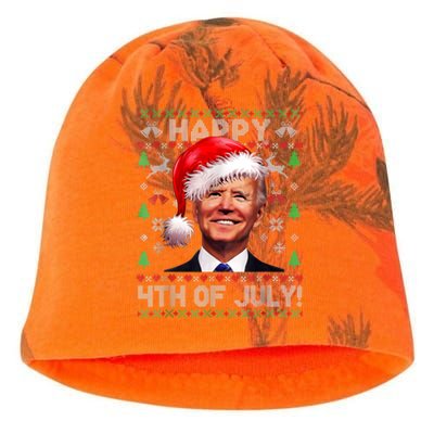 Santa Joe Biden Happy 4th Of July Ugly Christmas Sweater Kati - Camo Knit Beanie