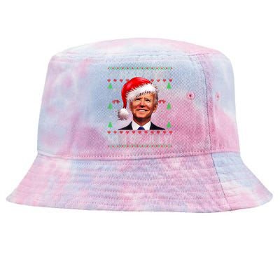 Santa Joe Biden Happy 4th Of July Ugly Christmas Sweater Tie-Dyed Bucket Hat