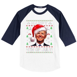 Santa Joe Biden Happy 4th Of July Ugly Christmas Sweater Baseball Sleeve Shirt