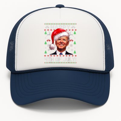 Santa Joe Biden Happy 4th Of July Ugly Christmas Sweater Trucker Hat