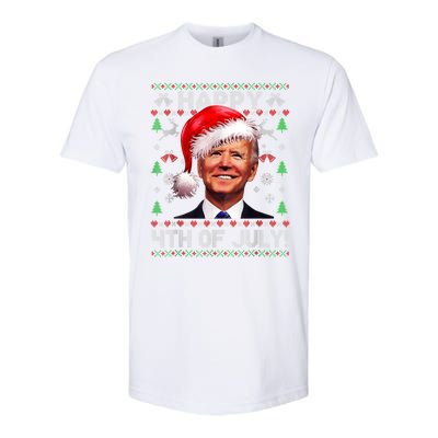 Santa Joe Biden Happy 4th Of July Ugly Christmas Sweater Softstyle CVC T-Shirt