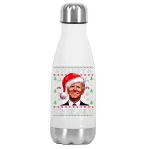 Santa Joe Biden Happy 4th Of July Ugly Christmas Sweater Stainless Steel Insulated Water Bottle