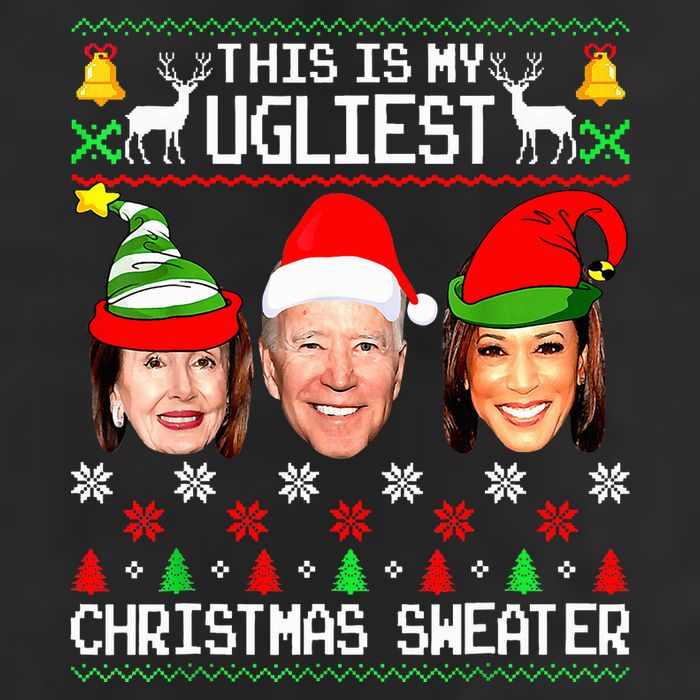 Santa Joe Biden This Is My Ugliest Christmas Sweater Ugly  7 Panel Mesh Trucker Snapback Hat