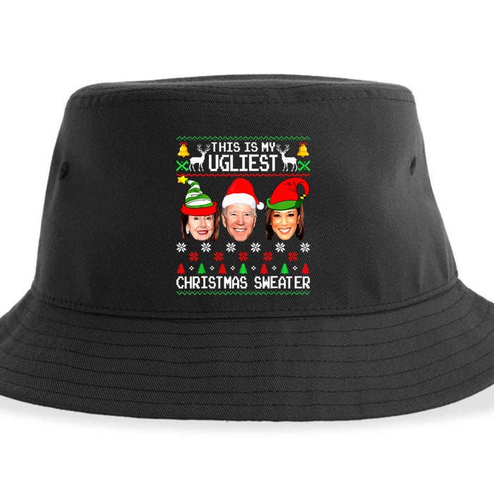 Santa Joe Biden This Is My Ugliest Christmas Sweater Ugly  Sustainable Bucket Hat