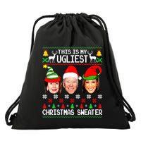 Santa Joe Biden This Is My Ugliest Christmas Sweater Ugly  Drawstring Bag