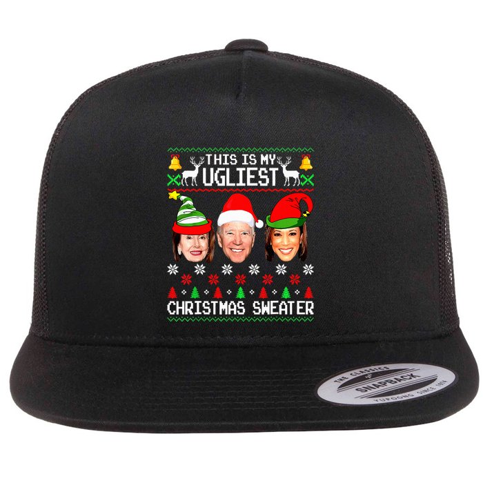 Santa Joe Biden This Is My Ugliest Christmas Sweater Ugly  Flatbill Hat
