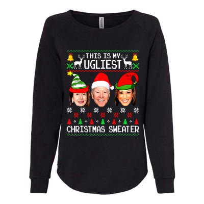 Santa Joe Biden This Is My Ugliest Christmas Sweater Ugly  Womens California Wash Sweatshirt