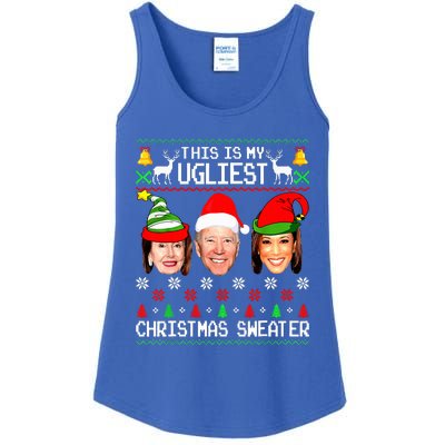 Santa Joe Biden This Is My Ugliest Christmas Sweater Ugly  Ladies Essential Tank