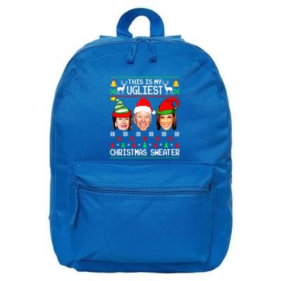 Santa Joe Biden This Is My Ugliest Christmas Sweater Ugly  16 in Basic Backpack