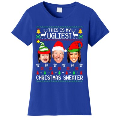 Santa Joe Biden This Is My Ugliest Christmas Sweater Ugly  Women's T-Shirt