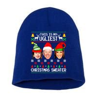 Santa Joe Biden This Is My Ugliest Christmas Sweater Ugly  Short Acrylic Beanie