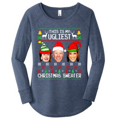 Santa Joe Biden This Is My Ugliest Christmas Sweater Ugly  Women's Perfect Tri Tunic Long Sleeve Shirt