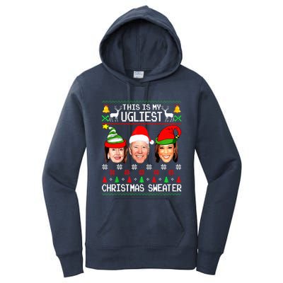 Santa Joe Biden This Is My Ugliest Christmas Sweater Ugly  Women's Pullover Hoodie