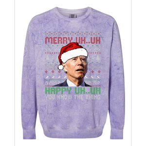 Santa Joe Biden Merry Uh Uh Christmas Ugly Sweater Colorblast Crewneck Sweatshirt