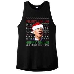 Santa Joe Biden Merry Uh Uh Christmas Ugly Sweater Ladies PosiCharge Tri-Blend Wicking Tank