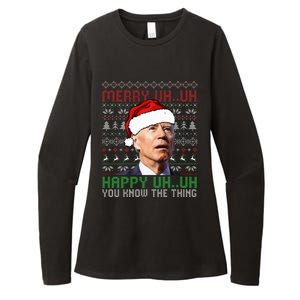 Santa Joe Biden Merry Uh Uh Christmas Ugly Sweater Womens CVC Long Sleeve Shirt