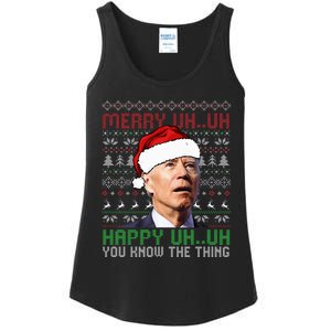 Santa Joe Biden Merry Uh Uh Christmas Ugly Sweater Ladies Essential Tank