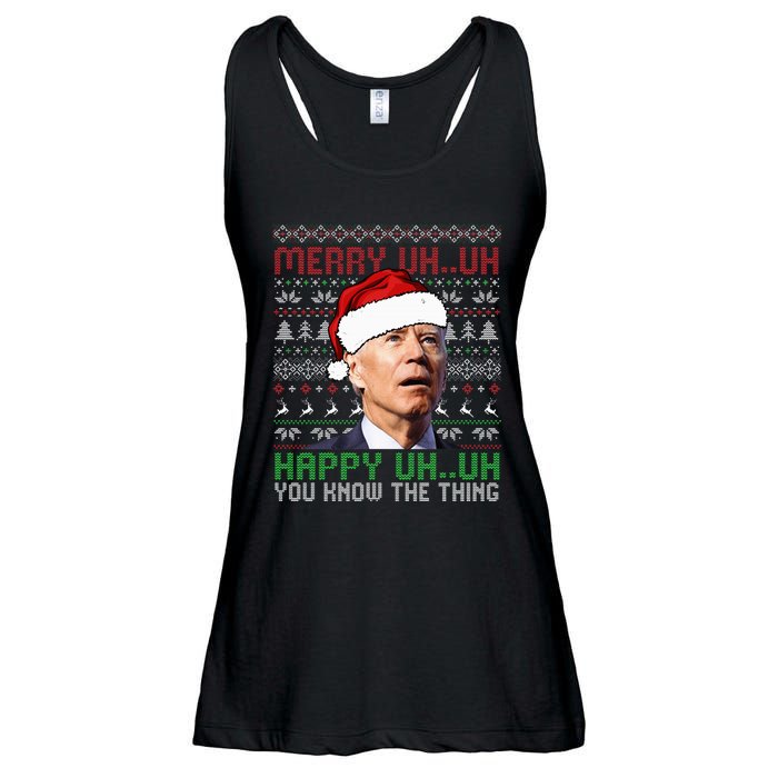 Santa Joe Biden Merry Uh Uh Christmas Ugly Sweater Ladies Essential Flowy Tank