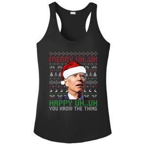 Santa Joe Biden Merry Uh Uh Christmas Ugly Sweater Ladies PosiCharge Competitor Racerback Tank