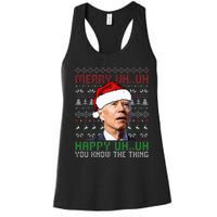 Santa Joe Biden Merry Uh Uh Christmas Ugly Sweater Women's Racerback Tank