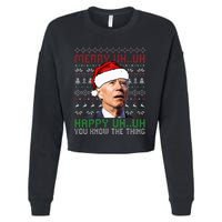 Santa Joe Biden Merry Uh Uh Christmas Ugly Sweater Cropped Pullover Crew