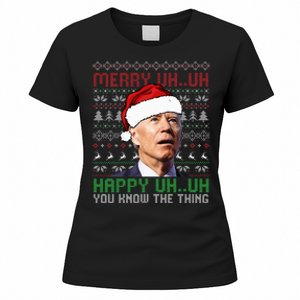 Santa Joe Biden Merry Uh Uh Christmas Ugly Sweater Women's T-Shirt