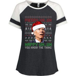 Santa Joe Biden Merry Uh Uh Christmas Ugly Sweater Enza Ladies Jersey Colorblock Tee