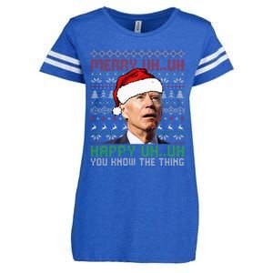 Santa Joe Biden Merry Uh Uh Christmas Ugly Sweater Enza Ladies Jersey Football T-Shirt