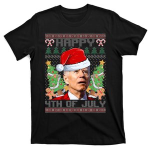 Santa Joe Biden Happy 4th Of July Ugly Christmas Sweaters  T-Shirt