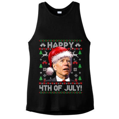 Santa Joe Biden Happy 4th Of July Ugly Christmas Sweater Ladies PosiCharge Tri-Blend Wicking Tank