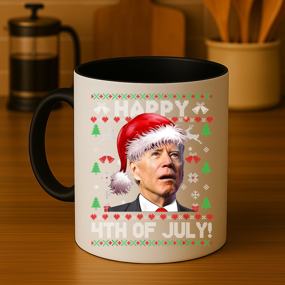 Santa Joe Biden Happy 4th Of July Ugly Christmas Sweater Mug