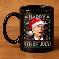 Santa Joe Biden Happy 4th Of July Ugly Christmas Sweater 11oz C Handle Ceramic Mug